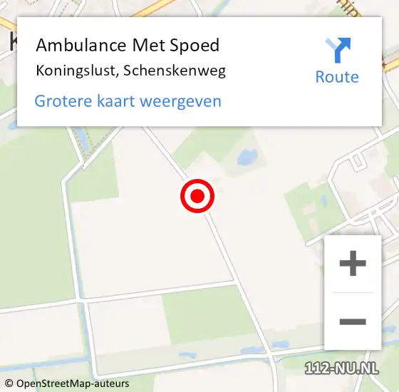 Locatie op kaart van de 112 melding: Ambulance Met Spoed Naar Koningslust, Schenskenweg op 6 december 2019 07:50