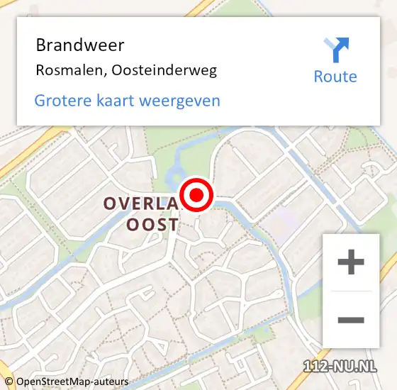 Locatie op kaart van de 112 melding: Brandweer Rosmalen, Oosteinderweg op 6 december 2019 08:10