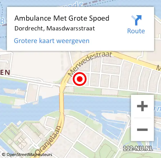 Locatie op kaart van de 112 melding: Ambulance Met Grote Spoed Naar Dordrecht, Maasdwarsstraat op 6 december 2019 09:49