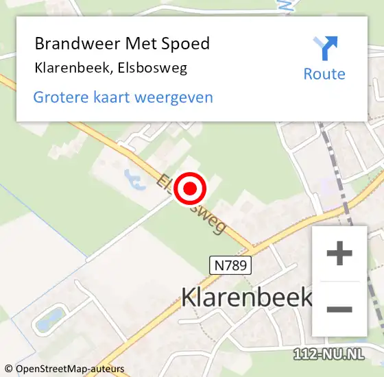 Locatie op kaart van de 112 melding: Brandweer Met Spoed Naar Klarenbeek, Elsbosweg op 29 september 2013 15:59