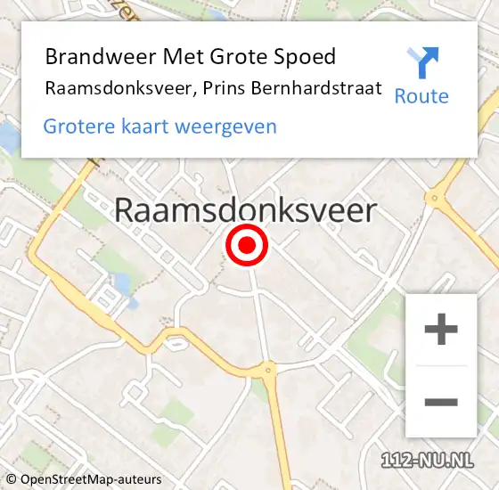 Locatie op kaart van de 112 melding: Brandweer Met Grote Spoed Naar Raamsdonksveer, Prins Bernhardstraat op 6 december 2019 10:27