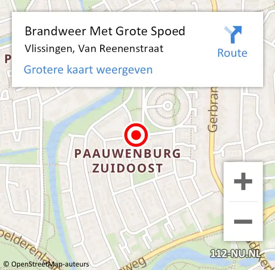 Locatie op kaart van de 112 melding: Brandweer Met Grote Spoed Naar Vlissingen, Van Reenenstraat op 6 december 2019 11:01