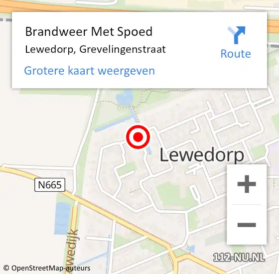 Locatie op kaart van de 112 melding: Brandweer Met Spoed Naar Lewedorp, Grevelingenstraat op 6 december 2019 11:39