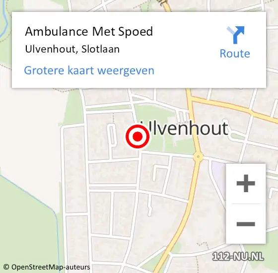 Locatie op kaart van de 112 melding: Ambulance Met Spoed Naar Ulvenhout, Slotlaan op 6 december 2019 11:55