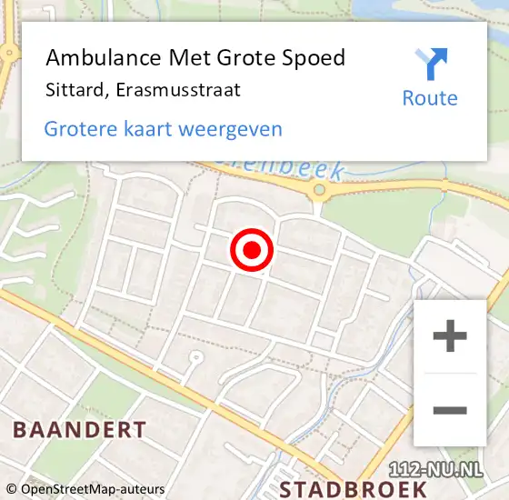 Locatie op kaart van de 112 melding: Ambulance Met Grote Spoed Naar Sittard, Erasmusstraat op 22 april 2014 06:40