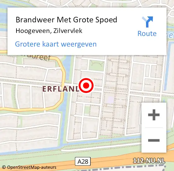 Locatie op kaart van de 112 melding: Brandweer Met Grote Spoed Naar Hoogeveen, Zilvervlek op 6 december 2019 12:34