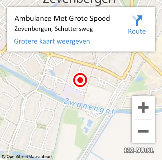 Locatie op kaart van de 112 melding: Ambulance Met Grote Spoed Naar Zevenbergen, Schuttersweg op 6 december 2019 13:00