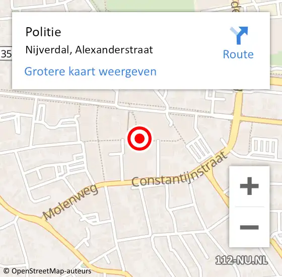 Locatie op kaart van de 112 melding: Politie Nijverdal, Alexanderstraat op 6 december 2019 14:59