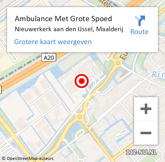 Locatie op kaart van de 112 melding: Ambulance Met Grote Spoed Naar Nieuwerkerk aan den IJssel, Maalderij op 6 december 2019 15:13