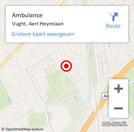 Locatie op kaart van de 112 melding: Ambulance Vught, Aert Heymlaan op 6 december 2019 15:17