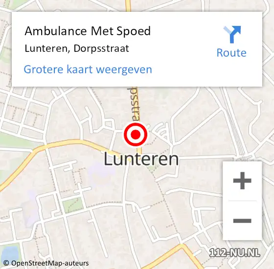 Locatie op kaart van de 112 melding: Ambulance Met Spoed Naar Lunteren, Dorpsstraat op 6 december 2019 15:38
