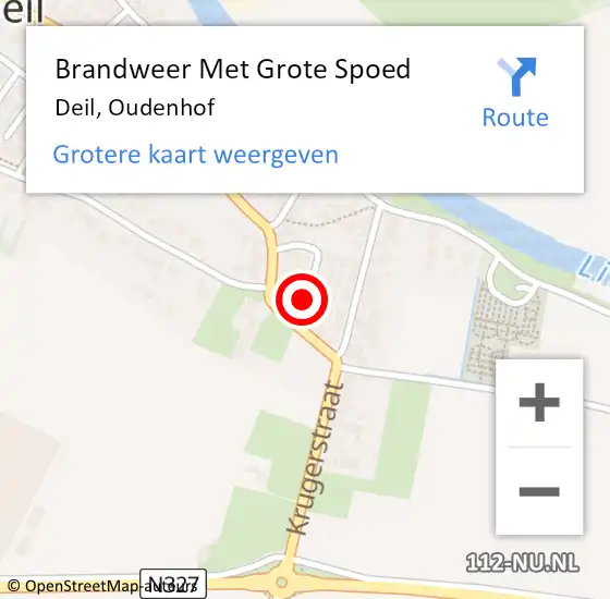 Locatie op kaart van de 112 melding: Brandweer Met Grote Spoed Naar Deil, Oudenhof op 6 december 2019 17:11