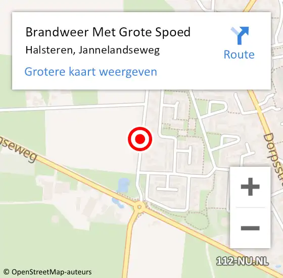 Locatie op kaart van de 112 melding: Brandweer Met Grote Spoed Naar Halsteren, Jannelandseweg op 6 december 2019 17:12