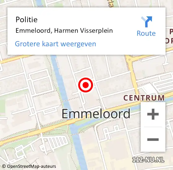 Locatie op kaart van de 112 melding: Politie Emmeloord, Harmen Visserplein op 6 december 2019 17:19