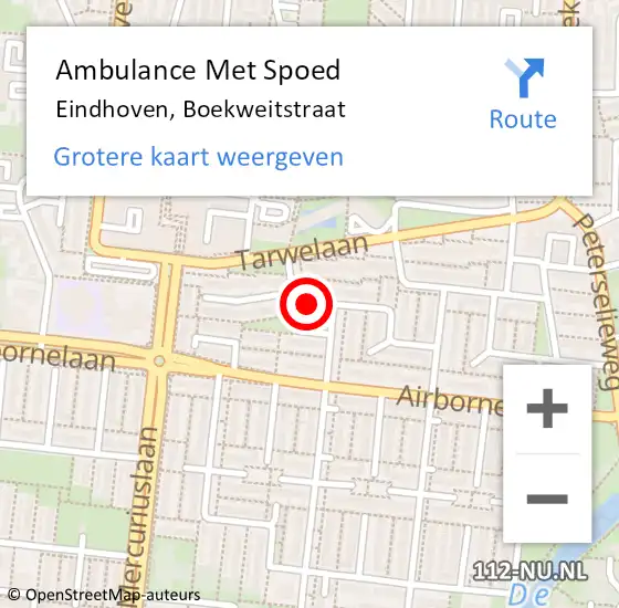 Locatie op kaart van de 112 melding: Ambulance Met Spoed Naar Eindhoven, Boekweitstraat op 6 december 2019 18:10