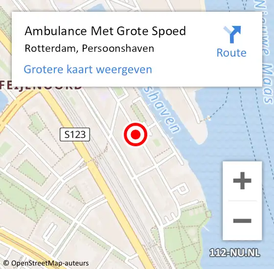 Locatie op kaart van de 112 melding: Ambulance Met Grote Spoed Naar Rotterdam, Persoonshaven op 6 december 2019 18:34