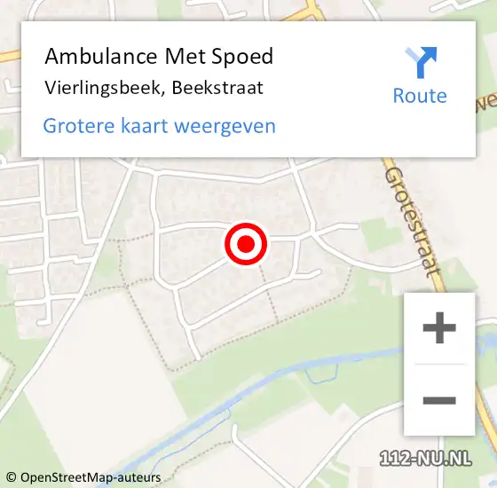 Locatie op kaart van de 112 melding: Ambulance Met Spoed Naar Vierlingsbeek, Beekstraat op 6 december 2019 19:00