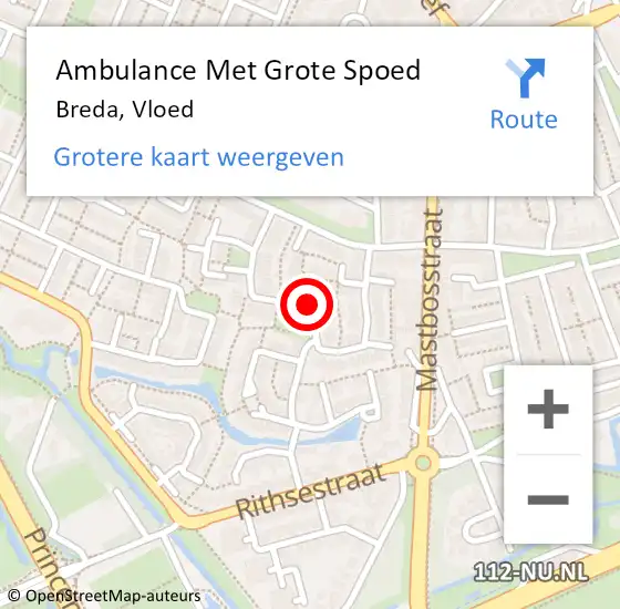 Locatie op kaart van de 112 melding: Ambulance Met Grote Spoed Naar Breda, Vloed op 6 december 2019 19:36