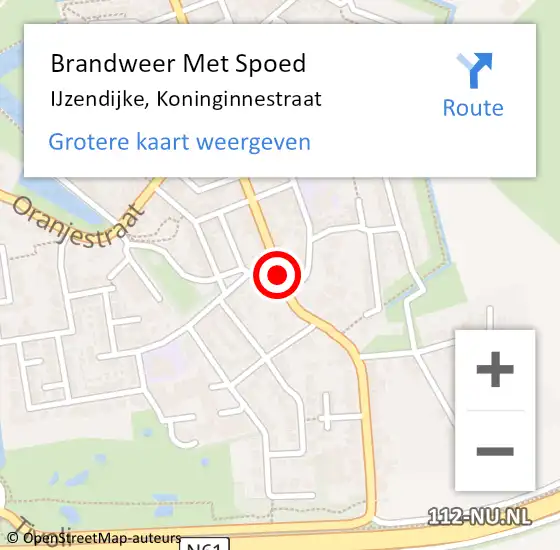Locatie op kaart van de 112 melding: Brandweer Met Spoed Naar IJzendijke, Koninginnestraat op 6 december 2019 19:50