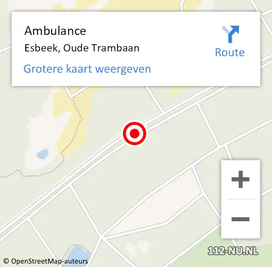 Locatie op kaart van de 112 melding: Ambulance Esbeek, Oude Trambaan op 6 december 2019 20:58