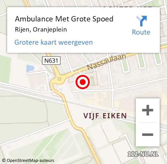 Locatie op kaart van de 112 melding: Ambulance Met Grote Spoed Naar Rijen, Oranjeplein op 6 december 2019 21:00