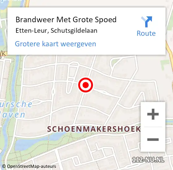 Locatie op kaart van de 112 melding: Brandweer Met Grote Spoed Naar Etten-Leur, Schutsgildelaan op 6 december 2019 21:10