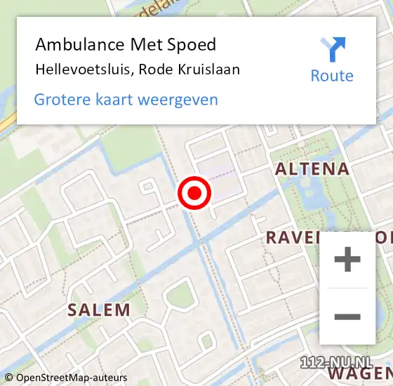 Locatie op kaart van de 112 melding: Ambulance Met Spoed Naar Hellevoetsluis, Rode Kruislaan op 6 december 2019 21:30