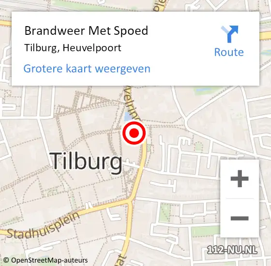 Locatie op kaart van de 112 melding: Brandweer Met Spoed Naar Tilburg, Heuvelpoort op 6 december 2019 21:42