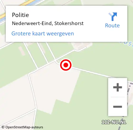 Locatie op kaart van de 112 melding: Politie Nederweert-Eind, Stokershorst op 6 december 2019 23:58