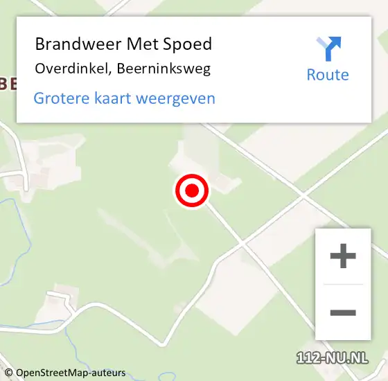 Locatie op kaart van de 112 melding: Brandweer Met Spoed Naar Overdinkel, Beerninksweg op 7 december 2019 01:20