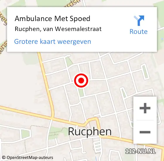 Locatie op kaart van de 112 melding: Ambulance Met Spoed Naar Rucphen, van Wesemalestraat op 7 december 2019 04:09