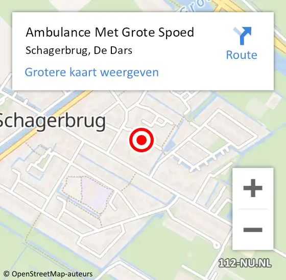 Locatie op kaart van de 112 melding: Ambulance Met Grote Spoed Naar Schagerbrug, De Dars op 7 december 2019 08:12