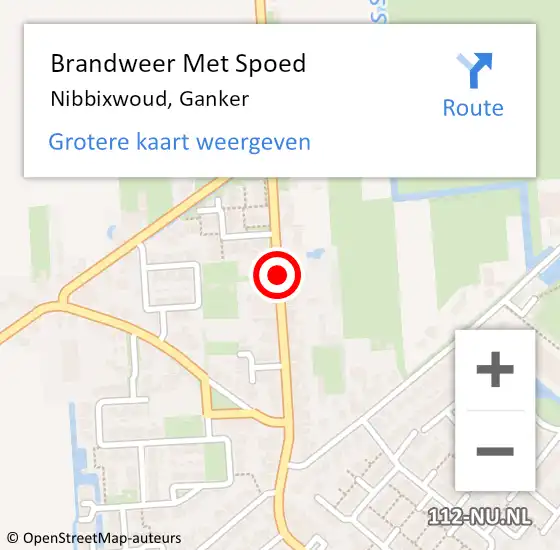 Locatie op kaart van de 112 melding: Brandweer Met Spoed Naar Nibbixwoud, Ganker op 7 december 2019 08:22