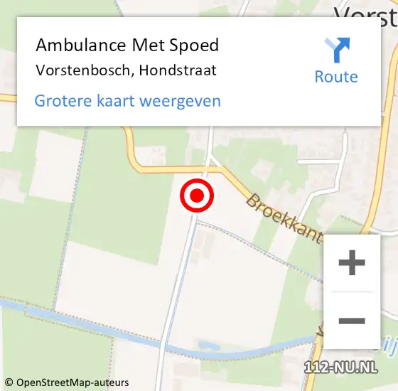Locatie op kaart van de 112 melding: Ambulance Met Spoed Naar Vorstenbosch, Hondstraat op 7 december 2019 09:15