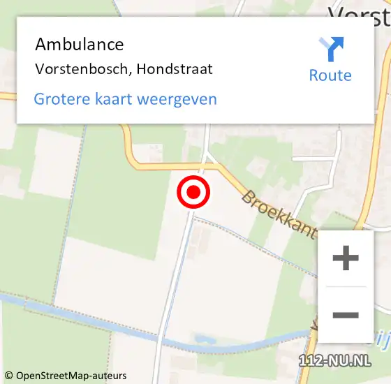 Locatie op kaart van de 112 melding: Ambulance Vorstenbosch, Hondstraat op 7 december 2019 09:18