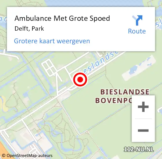 Locatie op kaart van de 112 melding: Ambulance Met Grote Spoed Naar Delft, Park op 7 december 2019 09:24