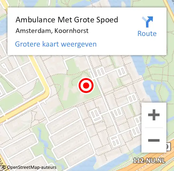 Locatie op kaart van de 112 melding: Ambulance Met Grote Spoed Naar Amsterdam, Koornhorst op 7 december 2019 09:32