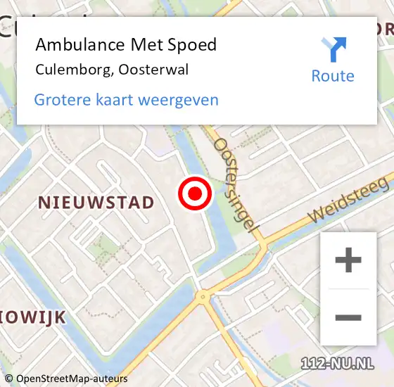 Locatie op kaart van de 112 melding: Ambulance Met Spoed Naar Culemborg, Oosterwal op 7 december 2019 09:57