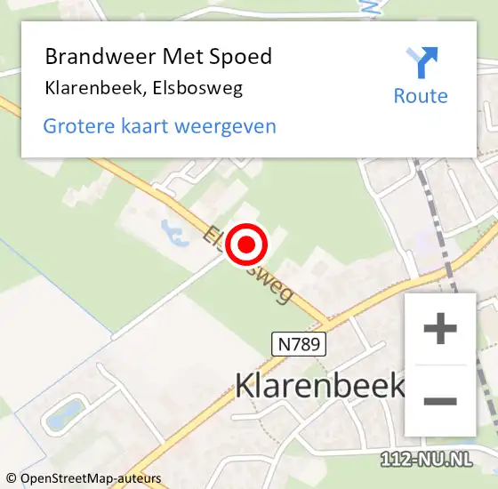 Locatie op kaart van de 112 melding: Brandweer Met Spoed Naar Klarenbeek, Elsbosweg op 29 september 2013 16:07