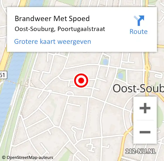 Locatie op kaart van de 112 melding: Brandweer Met Spoed Naar Oost-Souburg, Poortugaalstraat op 7 december 2019 12:12