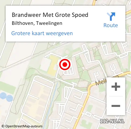 Locatie op kaart van de 112 melding: Brandweer Met Grote Spoed Naar Bilthoven, Tweelingen op 7 december 2019 12:28