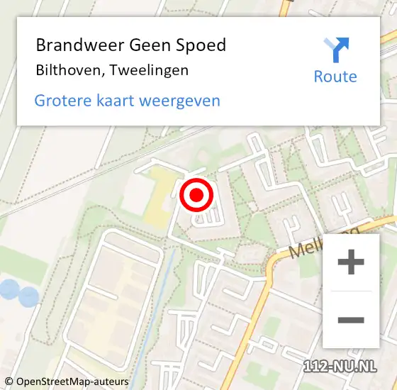 Locatie op kaart van de 112 melding: Brandweer Geen Spoed Naar Bilthoven, Tweelingen op 7 december 2019 12:37