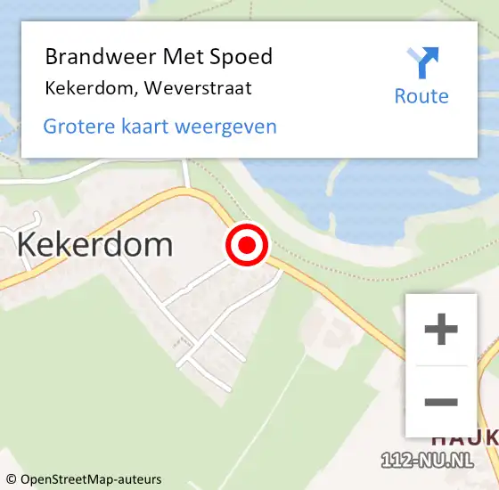 Locatie op kaart van de 112 melding: Brandweer Met Spoed Naar Kekerdom, Weverstraat op 7 december 2019 12:53