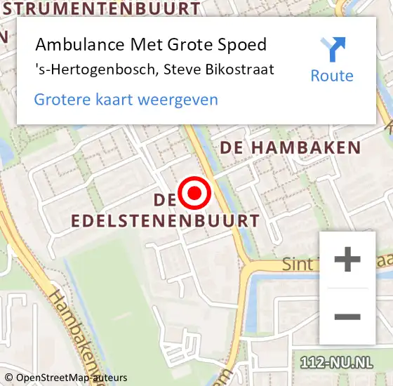 Locatie op kaart van de 112 melding: Ambulance Met Grote Spoed Naar 's-Hertogenbosch, Steve Bikostraat op 7 december 2019 13:41