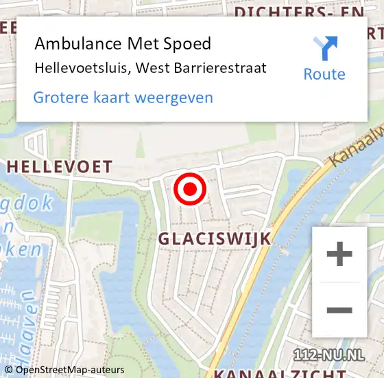 Locatie op kaart van de 112 melding: Ambulance Met Spoed Naar Hellevoetsluis, West Barrierestraat op 7 december 2019 13:44