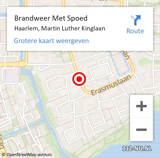 Locatie op kaart van de 112 melding: Brandweer Met Spoed Naar Haarlem, Martin Luther Kinglaan op 7 december 2019 15:00