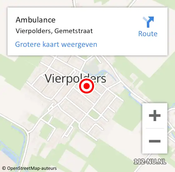 Locatie op kaart van de 112 melding: Ambulance Vierpolders, Gemetstraat op 7 december 2019 15:08