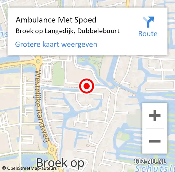 Locatie op kaart van de 112 melding: Ambulance Met Spoed Naar Broek op Langedijk, Dubbelebuurt op 7 december 2019 15:11