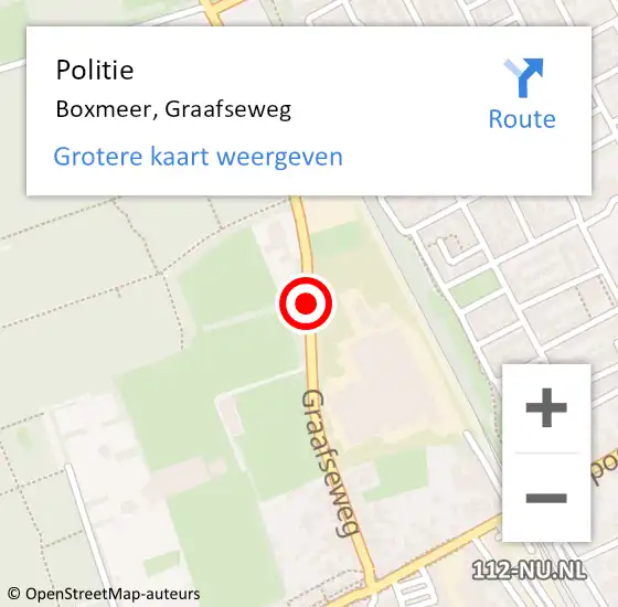 Locatie op kaart van de 112 melding: Politie Boxmeer, Graafseweg op 7 december 2019 15:36