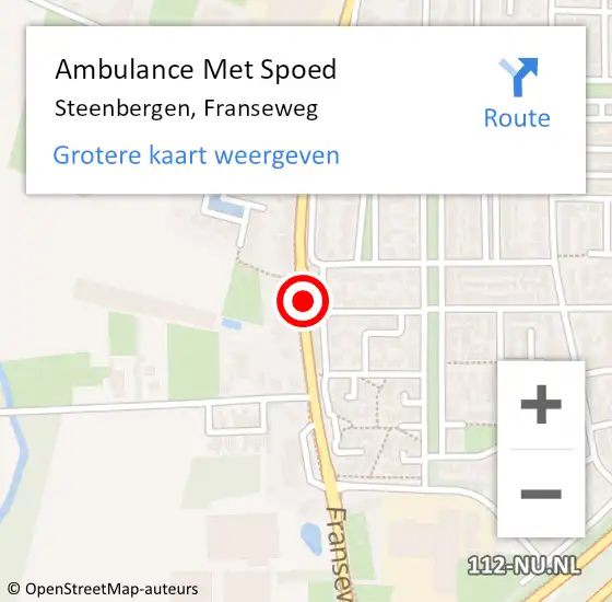 Locatie op kaart van de 112 melding: Ambulance Met Spoed Naar Steenbergen, Franseweg op 7 december 2019 16:43